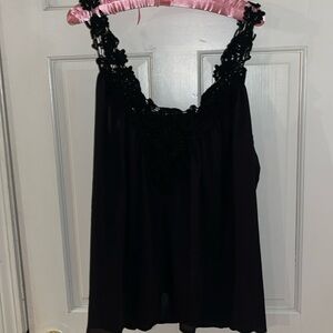 Cliche XXL black V-neck camisole lace straps & cut out at neckline NWT